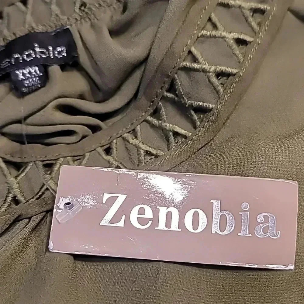 Zenobia Olive green blouse NWT - Picture 8 of 11